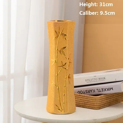 Gold Plated Ceramic Decorative Flower Vase for Home and Events