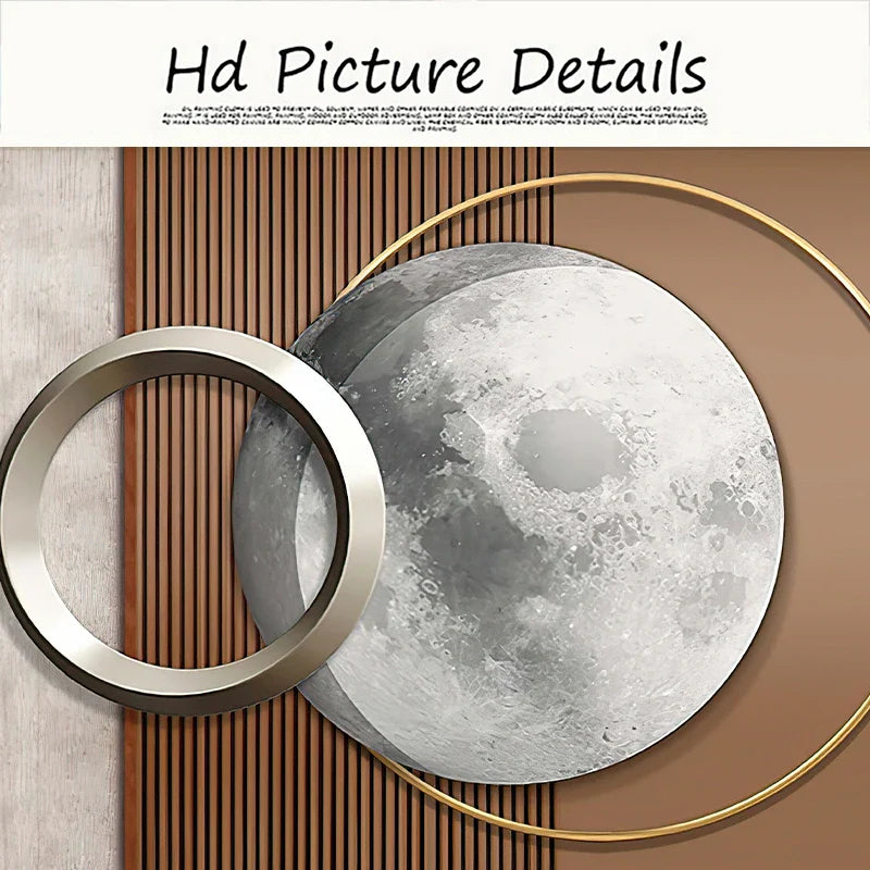 Modern Abstract Golden Sun Moon Geometric Canvas Wall Art