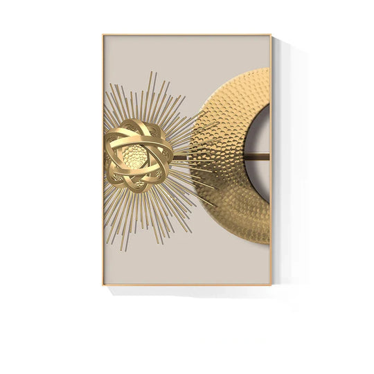 Modern Golden Celestial Geometry Abstract Canvas Wall Art Unframed