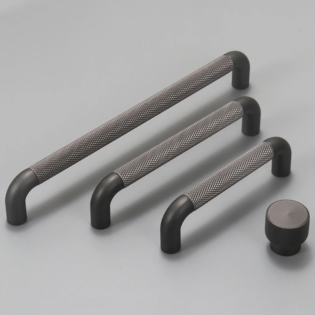 Knurled Brown Aluminum Alloy Handle – Textured European Cabinet and Wardrobe Pulls (320mm)