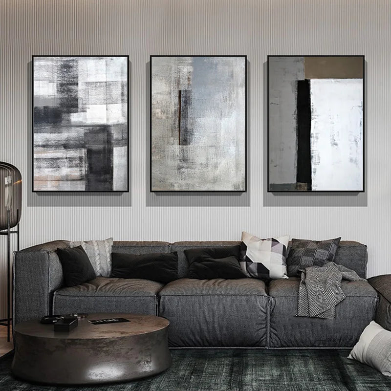 Black White Grey Urban Abstract Canvas Wall Art