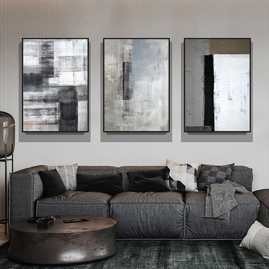 Black White Grey Urban Abstract Canvas Wall Art