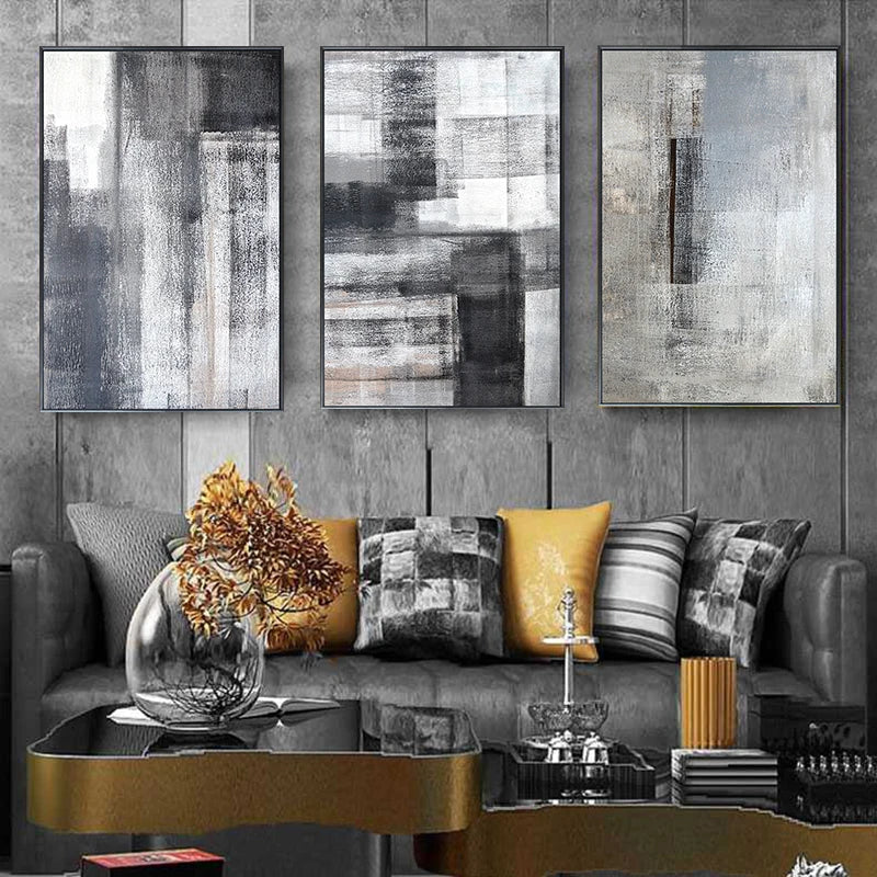 Black White Grey Urban Abstract Canvas Wall Art