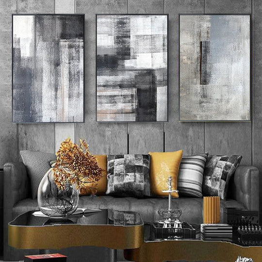Black White Grey Urban Abstract Canvas Wall Art