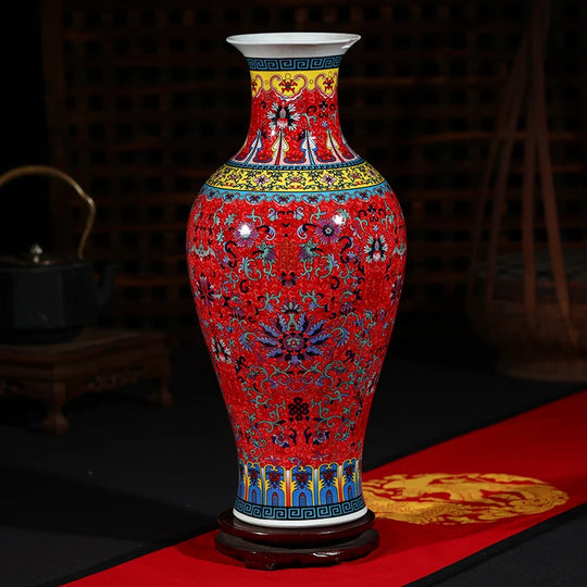 Luxury Jingdezhen Antique Porcelain Longevity Floor Vase