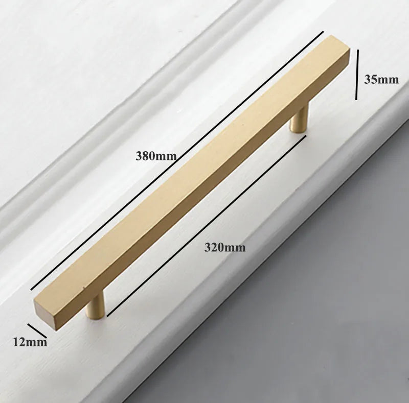12x12mm Brass Wardrobe Handles – Square Pulls for Cabinets, Drawers, and Dressers (50–380mm)