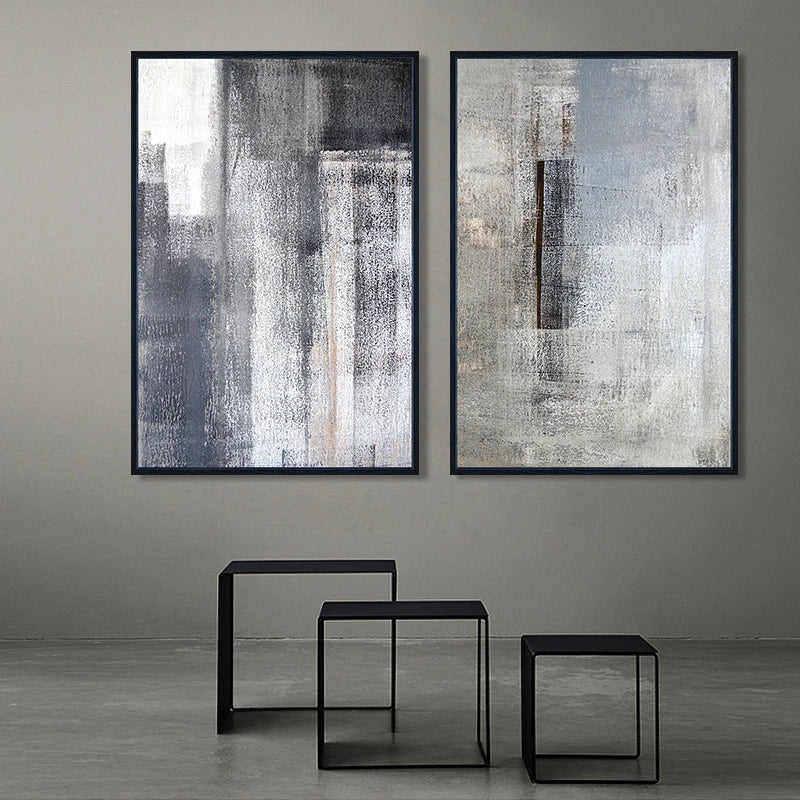 Black White Grey Urban Abstract Canvas Wall Art