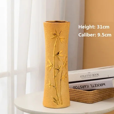 Gold Plated Ceramic Decorative Flower Vase for Home and Events