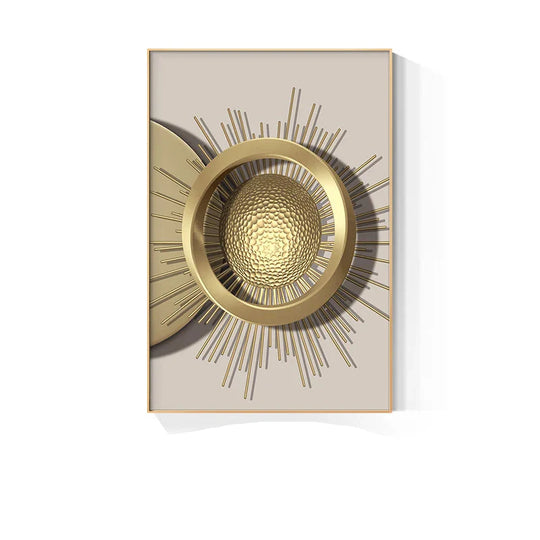 Modern Golden Celestial Geometry Abstract Canvas Wall Art Unframed