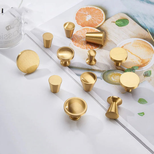 Modern Solid Brass Cabinet Knobs – Minimalist Wardrobe & Kitchen Pulls