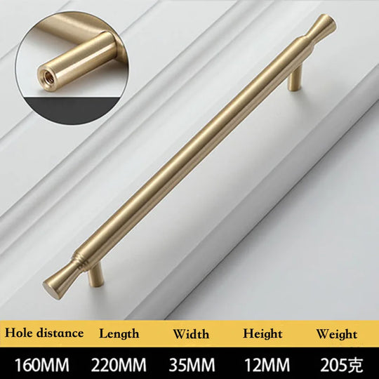Solid Brass Kitchen Cabinet Handles – Modern Bar Pulls for Furniture