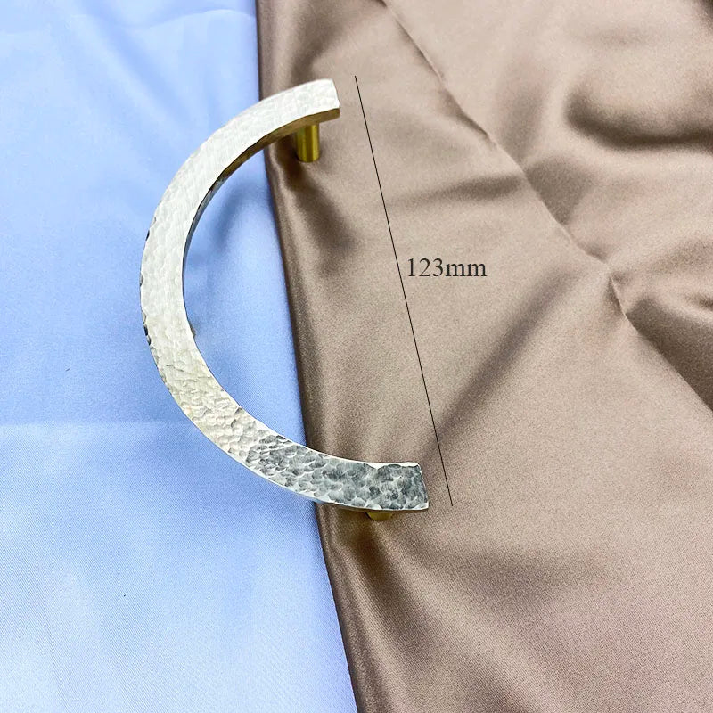 Round Hammered Brass Wardrobe Handles – Circle and Semi-Circle Knobs for Cabinets and Drawers