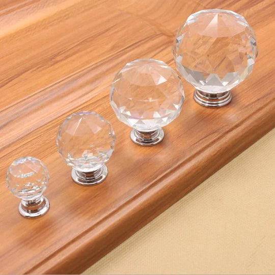 Round Cut Crystal Ball Knobs – Polished Chrome Cabinet Pulls
