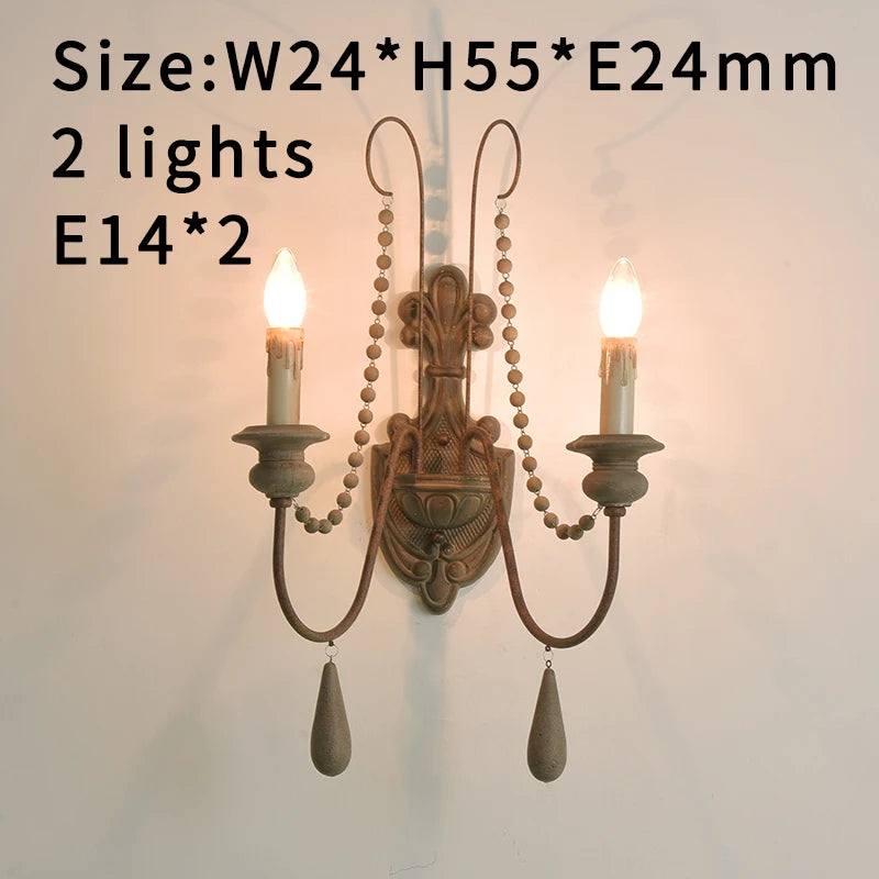 Vintage White Wooden Beads Chandelier – Elegant Foyer & Lobby Pendant Light