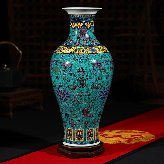 Luxury Jingdezhen Antique Porcelain Longevity Floor Vase
