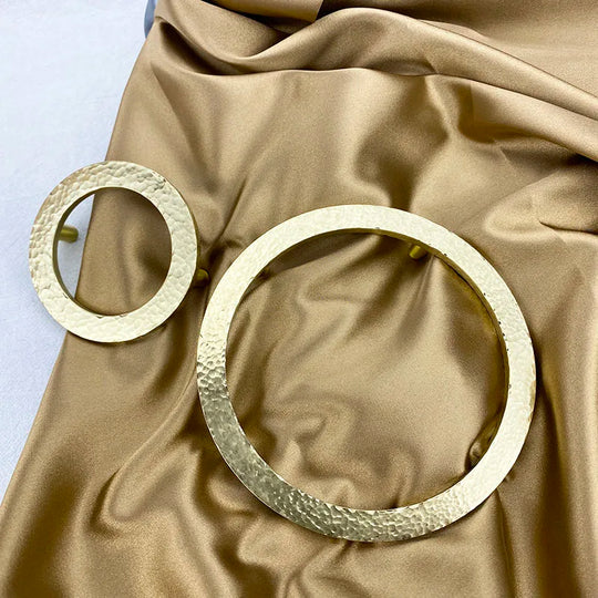 Round Hammered Brass Wardrobe Handles – Circle and Semi-Circle Knobs for Cabinets and Drawers