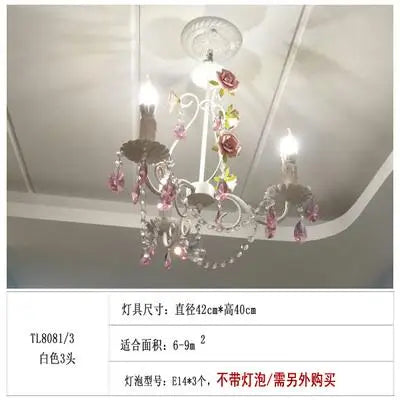 Pink Rose Crystal Wedding Chandelier – Romantic Semi-Flush Ceiling Light