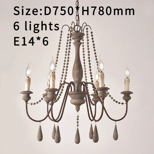 Vintage White Wooden Beads Chandelier – Elegant Foyer & Lobby Pendant Light