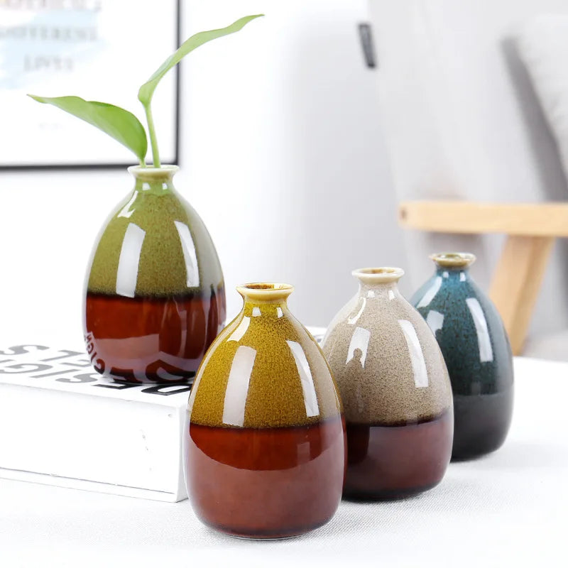 Modern Glazed Ceramic Flower Vase for Tabletop Home Decor