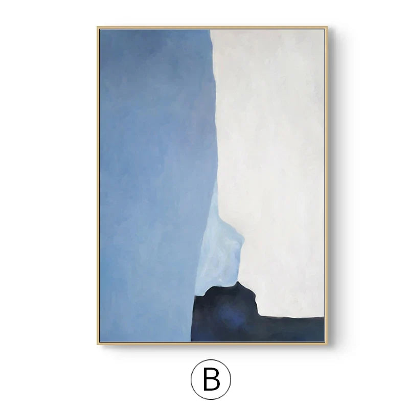 Abstract Shades of Blue Canvas Wall Art Unframed