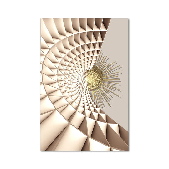 Modern Abstract Golden Sun Moon Geometric Canvas Wall Art