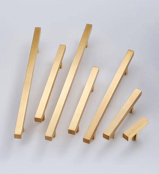 12x12mm Brass Wardrobe Handles – Square Pulls for Cabinets, Drawers, and Dressers (50–380mm)