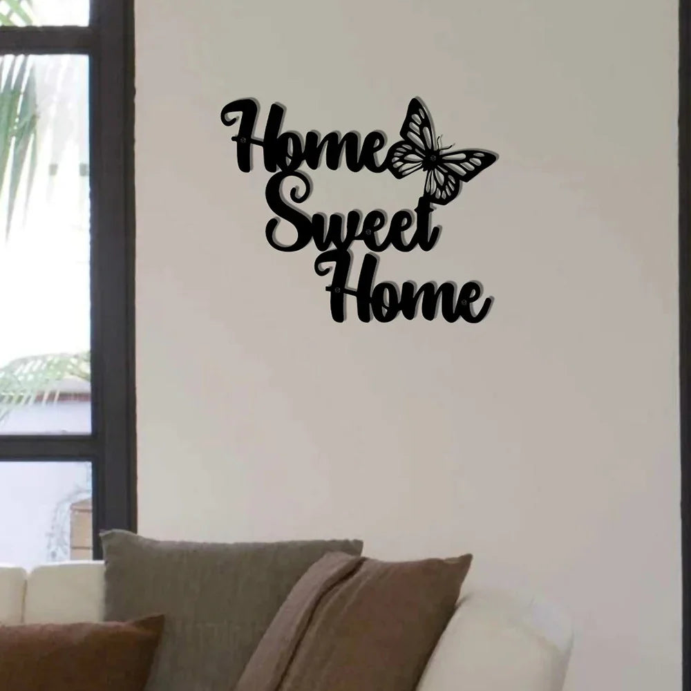 Home Sweet Home Black Metal Wall Art Decor