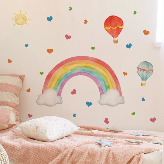 Hot Air Balloons Rainbow Wall Decals For Kids Room Decor
