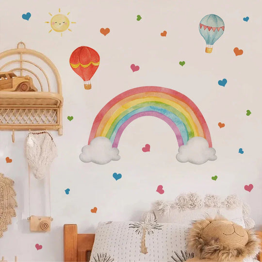 Hot Air Balloons Rainbow Wall Decals For Kids Room Decor