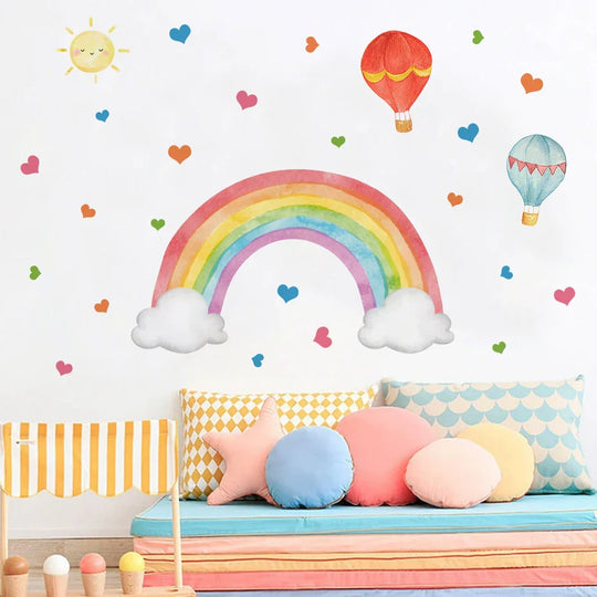 Hot Air Balloons Rainbow Wall Decals For Kids Room Decor