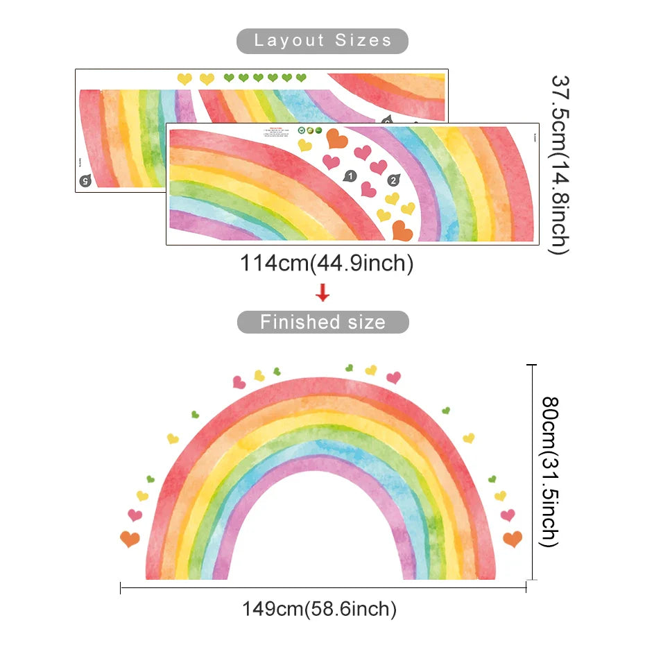 Hot Air Balloons Rainbow Wall Decals For Kids Room Decor