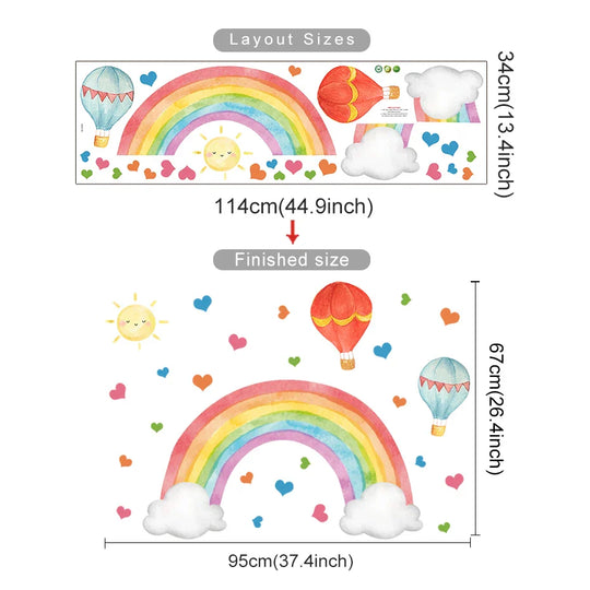 Hot Air Balloons Rainbow Wall Decals For Kids Room Decor