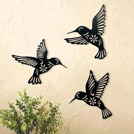 Hummingbird Black Metal Wall Art Decor
