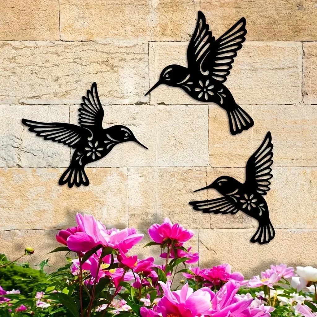 Hummingbird Black Metal Wall Art Decor