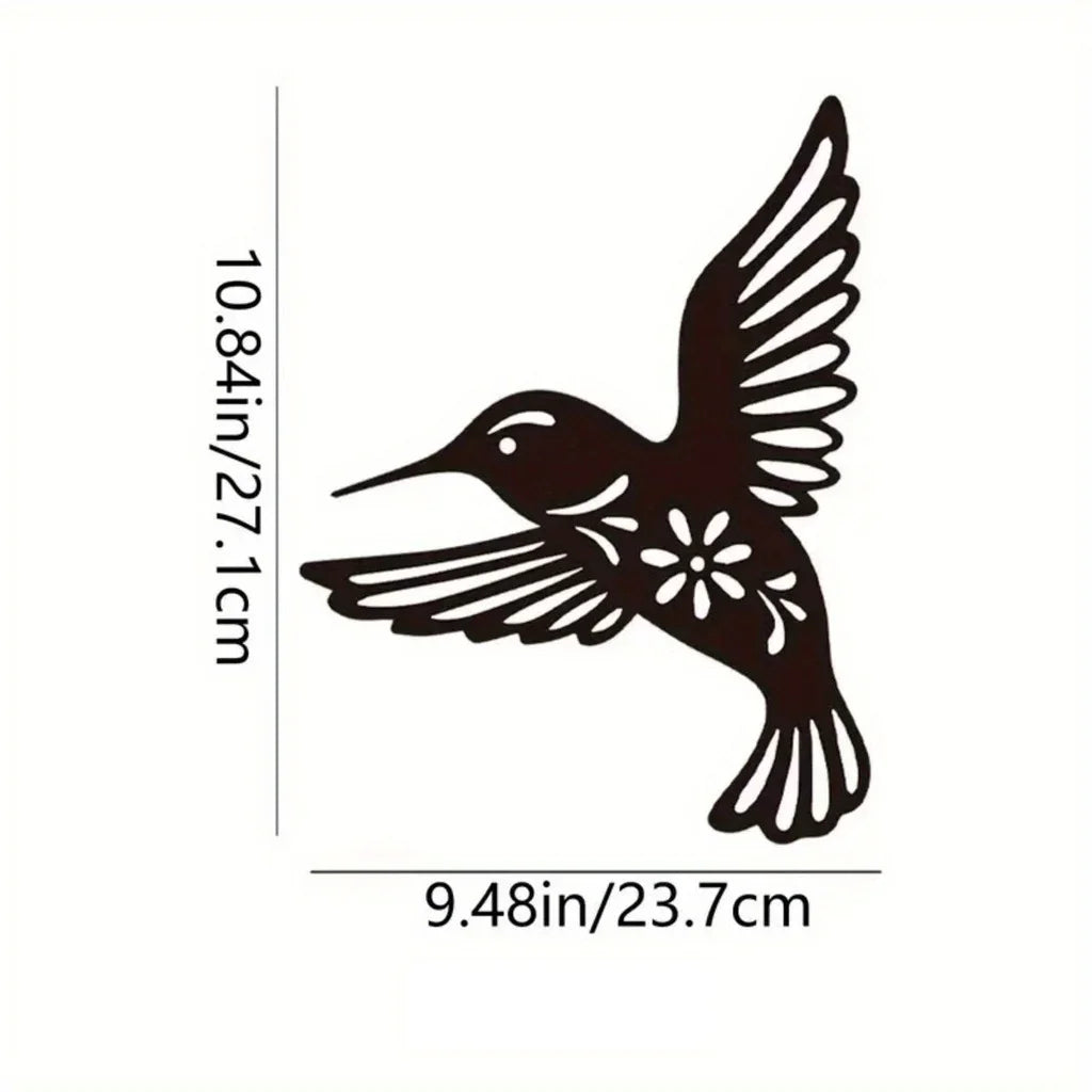 Hummingbird Black Metal Wall Art Decor