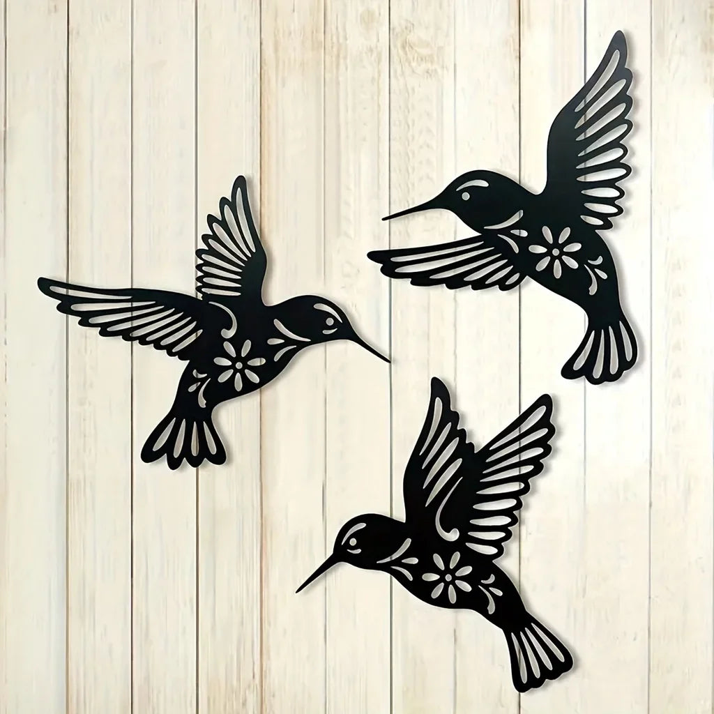 Hummingbird Black Metal Wall Art Decor