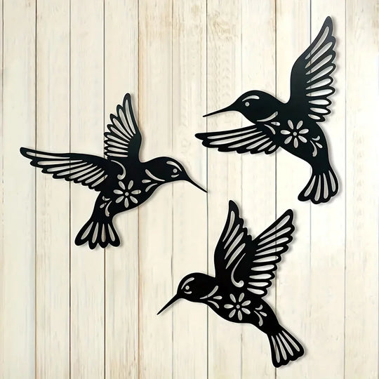 Hummingbird Black Metal Wall Art Decor