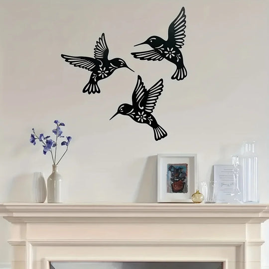 Hummingbird Black Metal Wall Art Decor