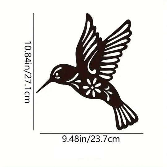 Hummingbird Black Metal Wall Art Decor