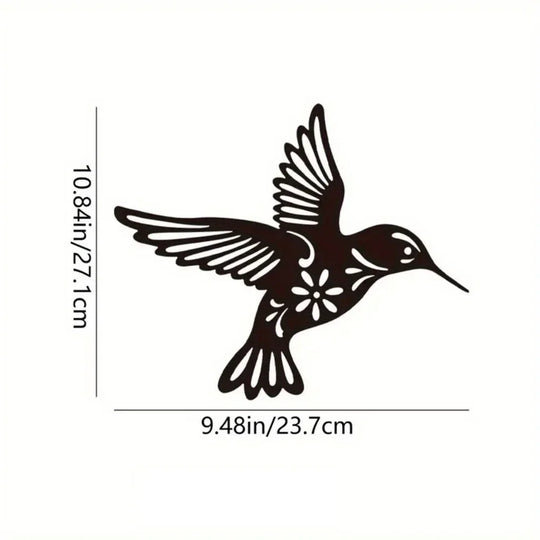 Hummingbird Black Metal Wall Art Decor