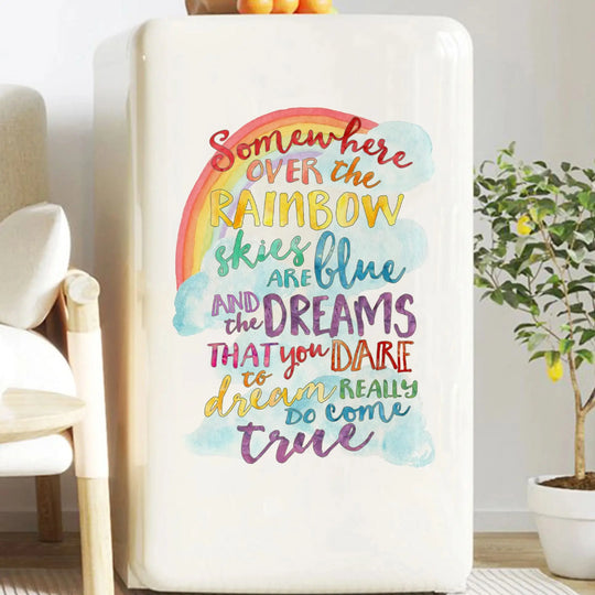 Inspirational Rainbow Dreams Quote Wall Decal For Kids Room