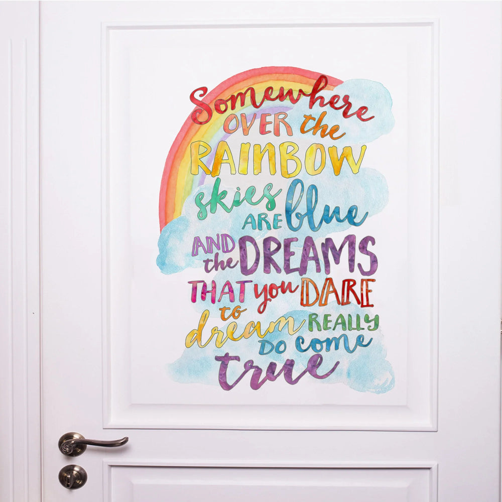 Inspirational Rainbow Dreams Quote Wall Decal For Kids Room