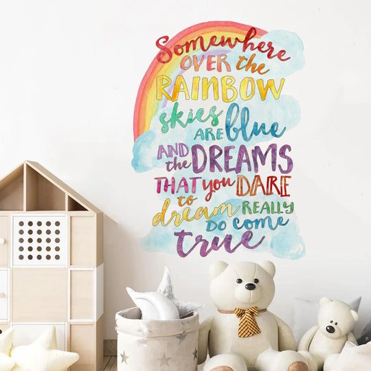 Inspirational Rainbow Dreams Quote Wall Decal For Kids Room