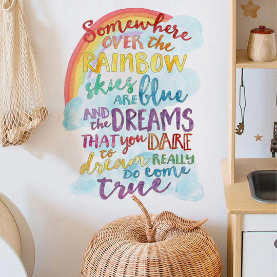 Inspirational Rainbow Dreams Quote Wall Decal For Kids Room