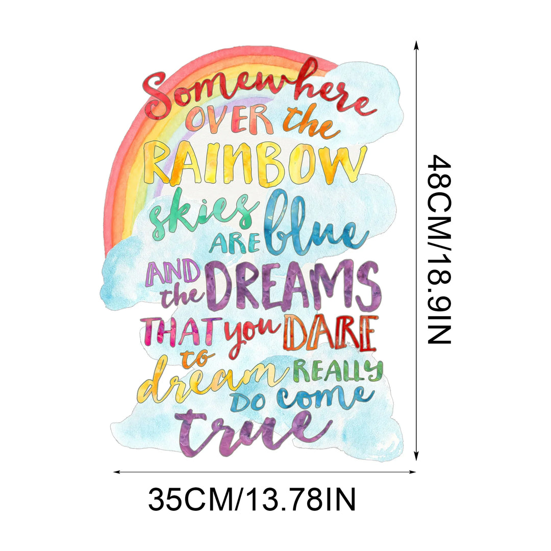Inspirational Rainbow Dreams Quote Wall Decal For Kids Room