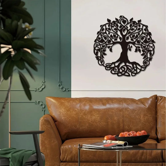 Intricate Tree of Life Black Metal Wall Art Decor