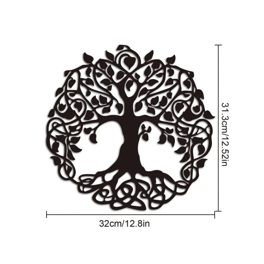 Intricate Tree of Life Black Metal Wall Art Decor