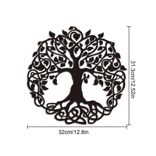 Intricate Tree of Life Black Metal Wall Art Decor
