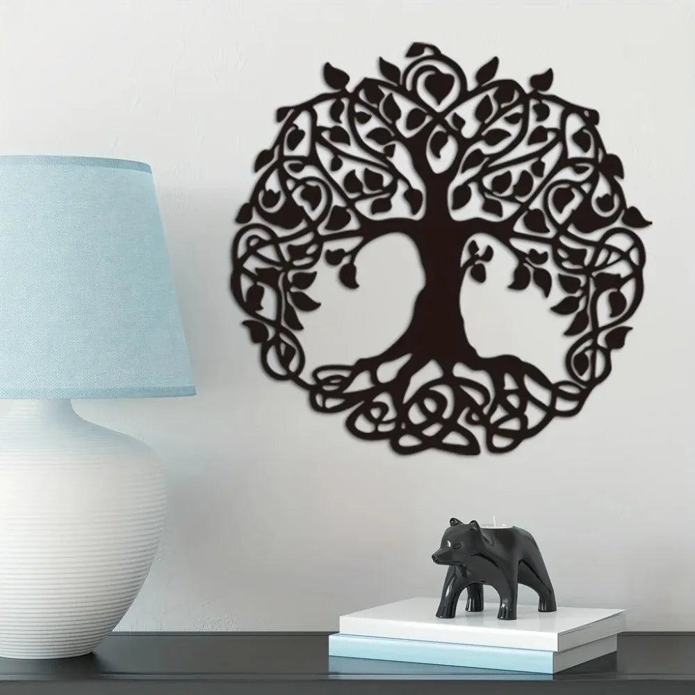 Intricate Tree of Life Black Metal Wall Art Decor