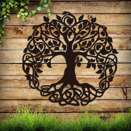Intricate Tree of Life Black Metal Wall Art Decor